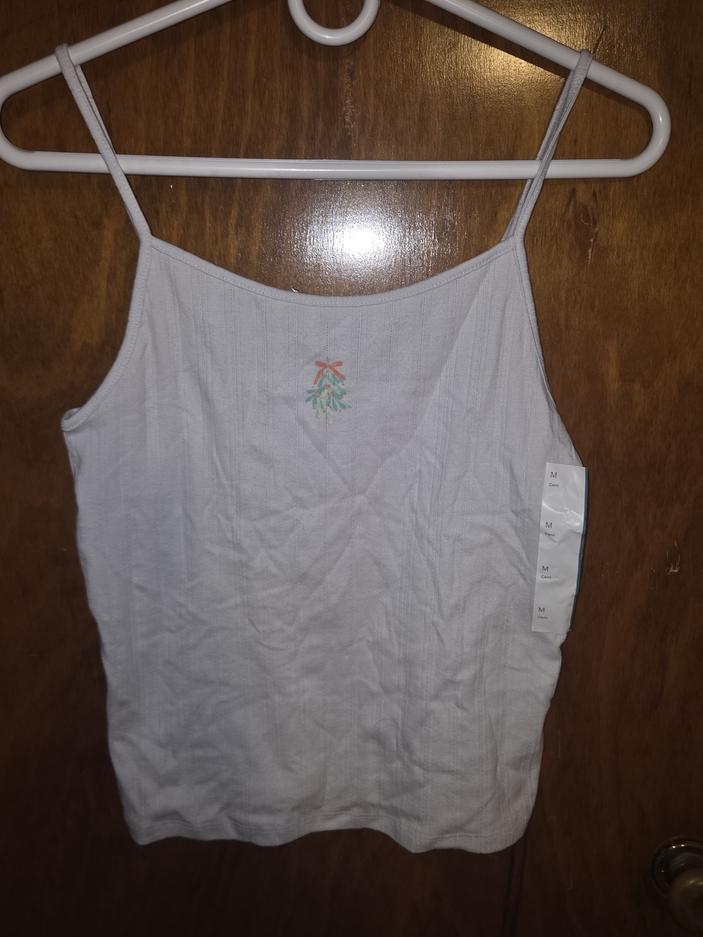 Wild Fable Mistletoe Ribbed Cami Tank Top - Light Gray / Green Size Medium
